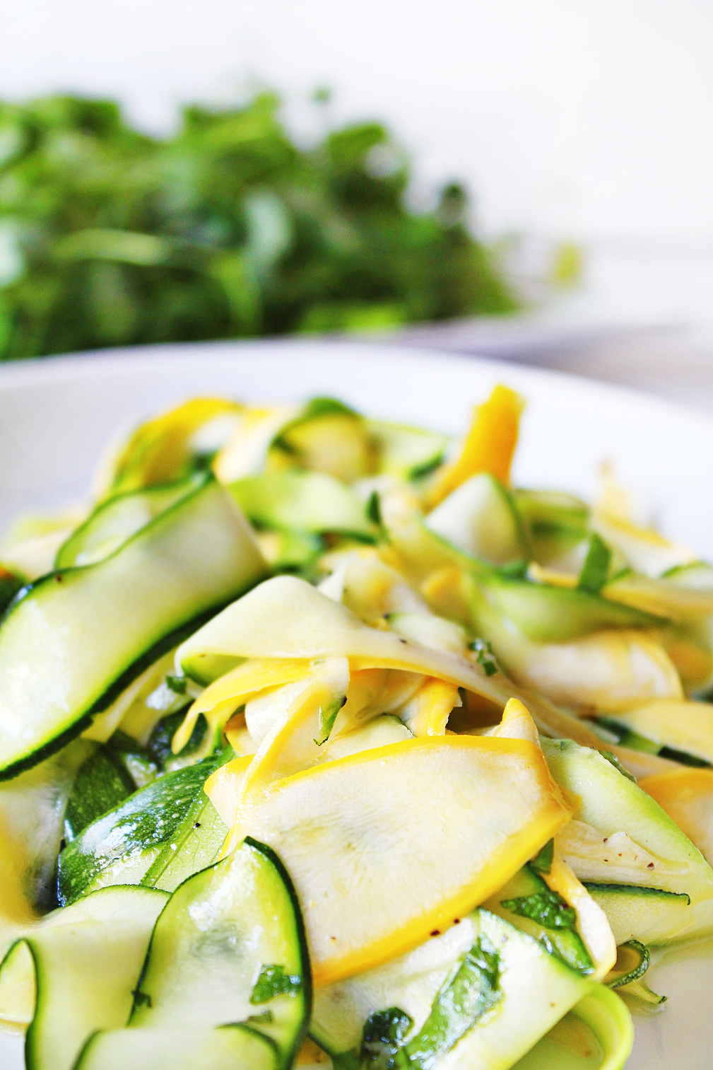 shot of zucchini or courgette summer fresh salad