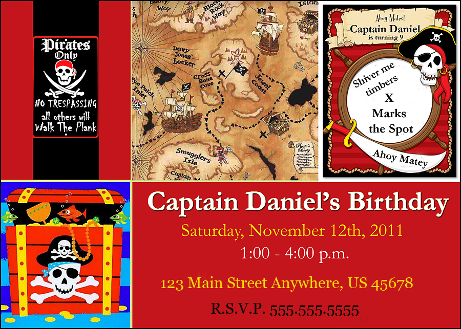 pirate party invitation framed generic
