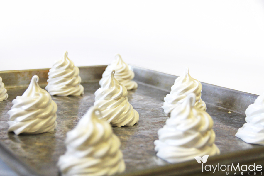 meringues on a baking sheet
