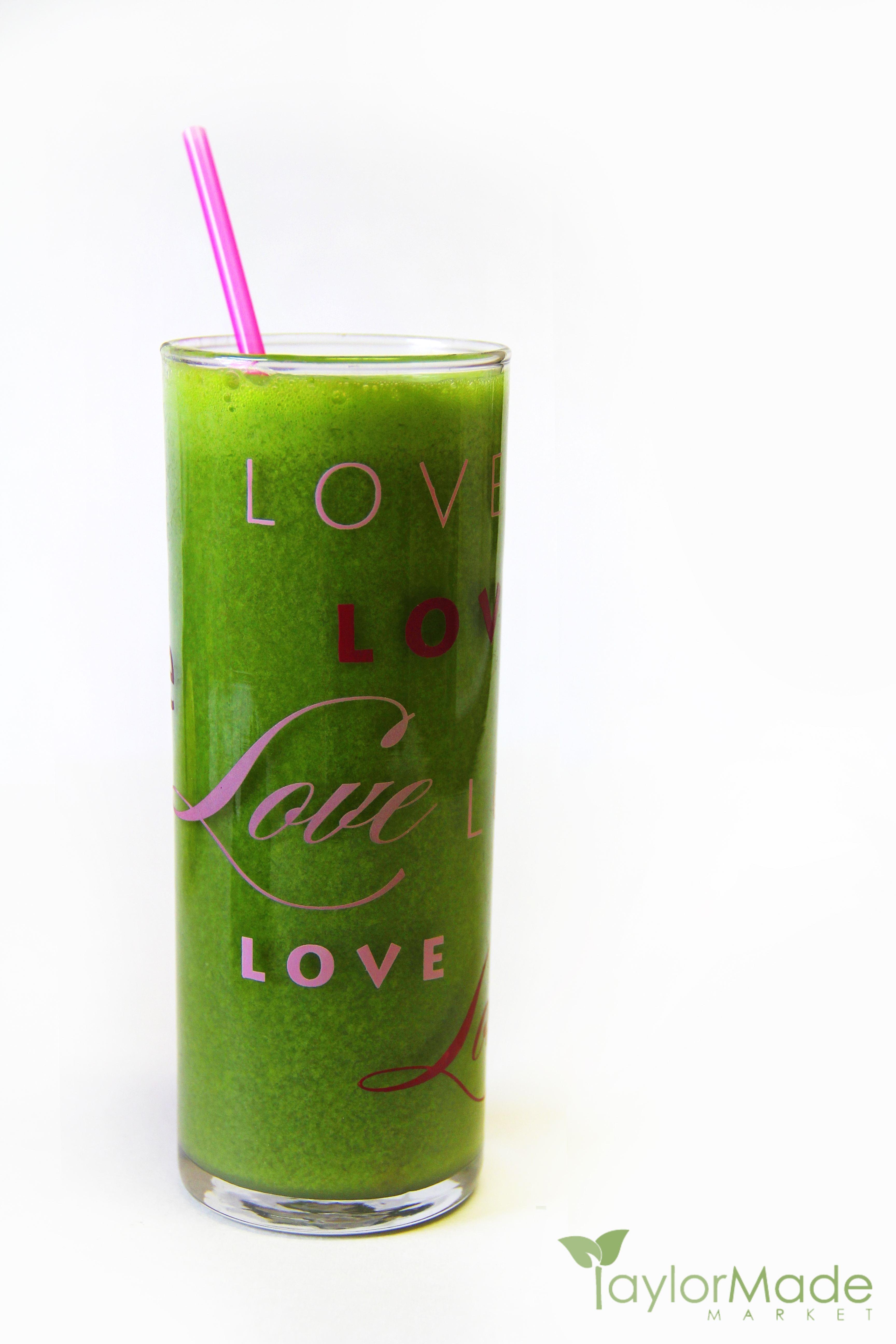 Love Green Juice Glass Vertical