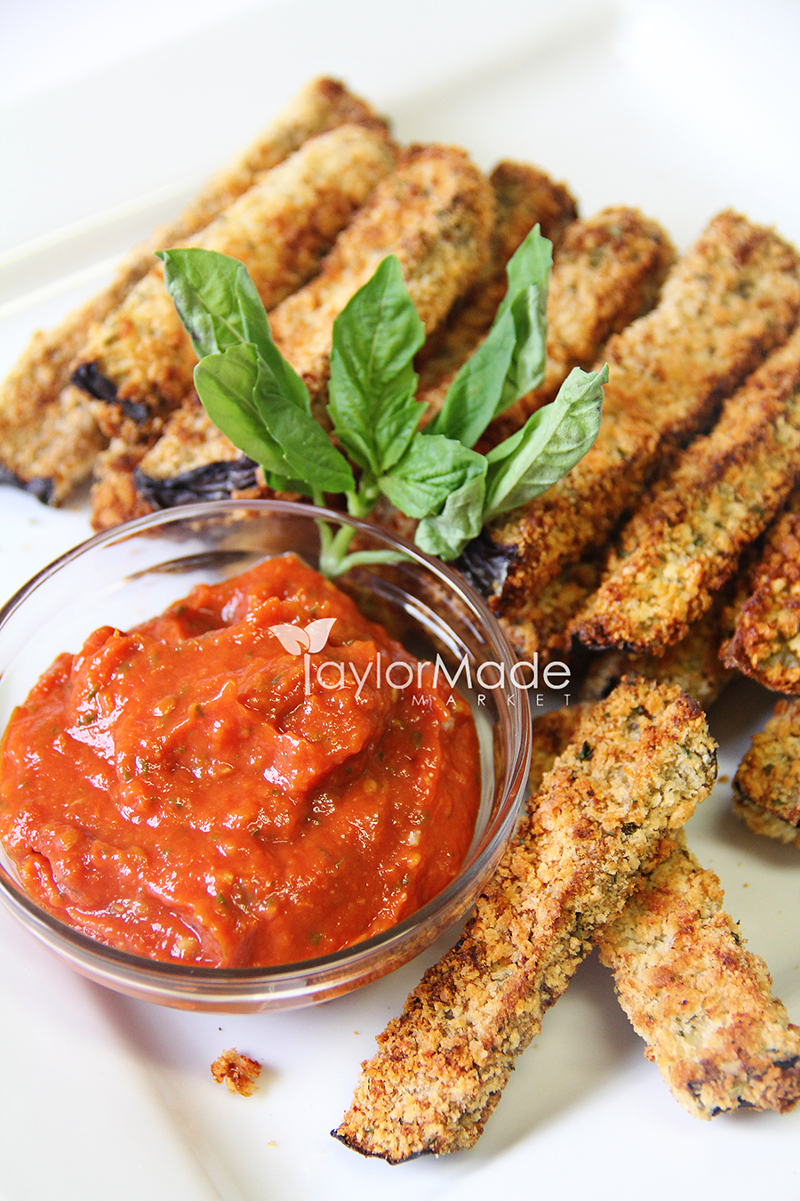 tomato sauce with eggplant fries vertical